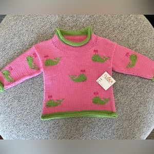 Claver NWT sweater pink with green whales size 12 months